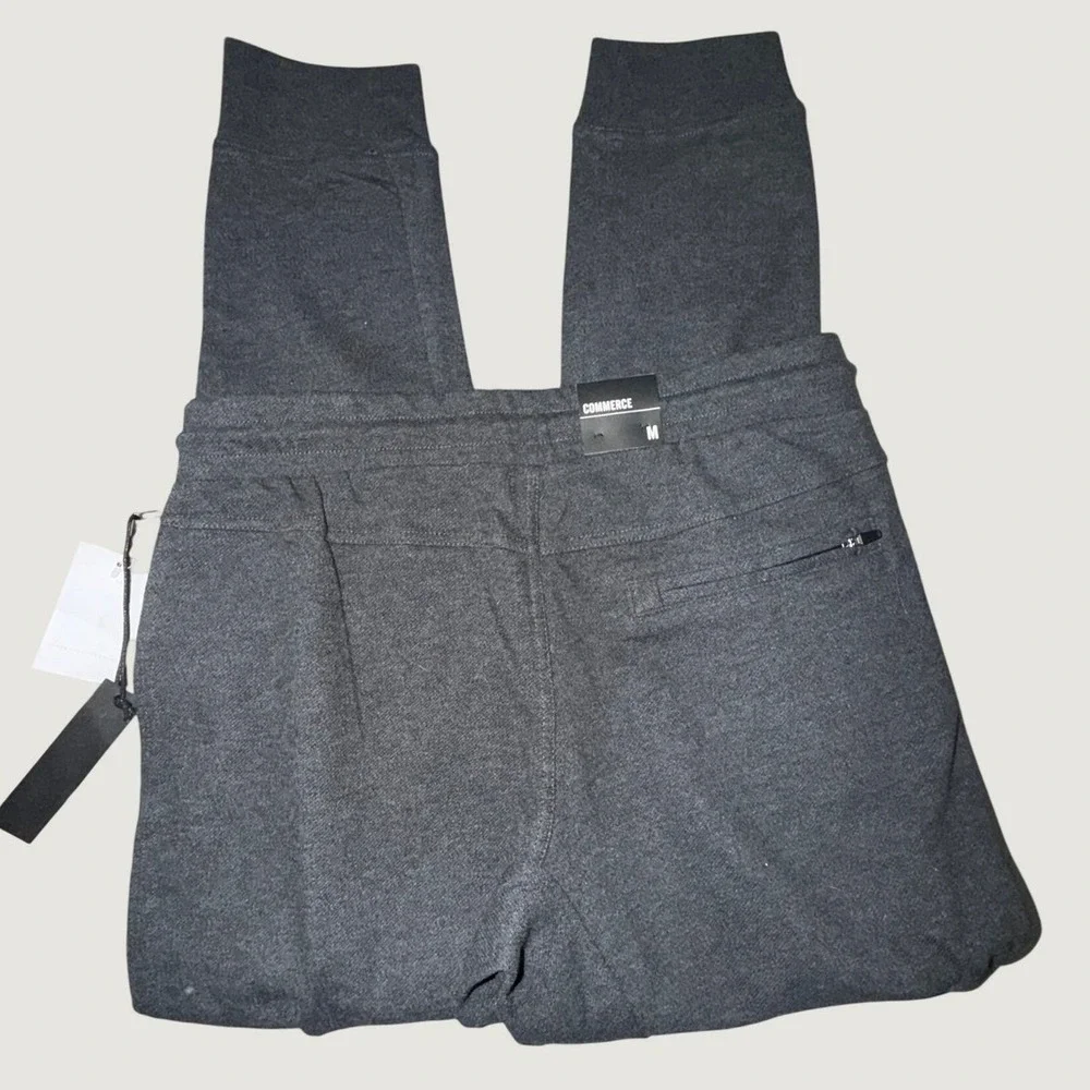 Commerce Mens Jogger Sweatpants Black Heather SIEF2P5040 Tapered Fleece Pants M
